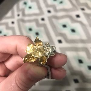 Sterling silver citrine flower ring